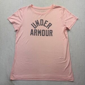 Under Armour Graphic T-Shirt Women Large Pink Short Sleeve Crew Neck Sporty Tee